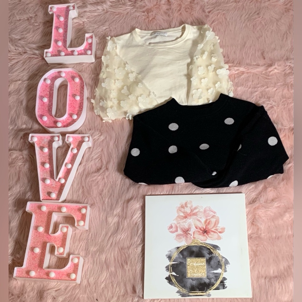 Elegant Cream and Black Polka Dot Women's Blouse Set 2 Pack